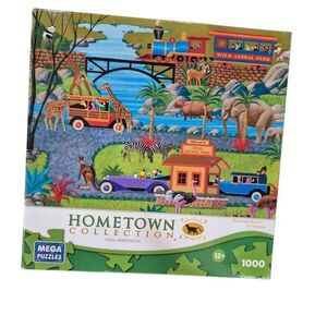 Mega Puzzles Hometown Collection "Wild Animal Park" 1000-piece jigsaw puzzle NEW